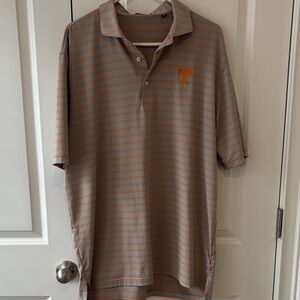 Gray and Orange Striped Polo Shirt